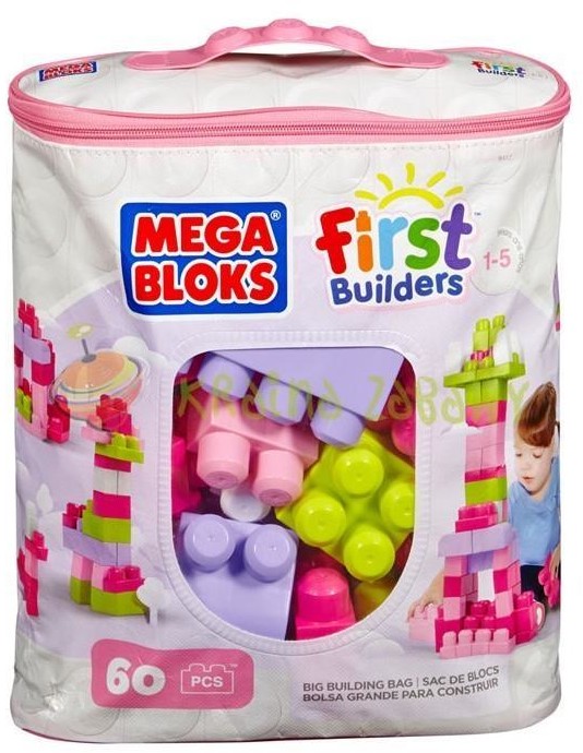 Mega Bloks Duża ECO torba z klockami różowa