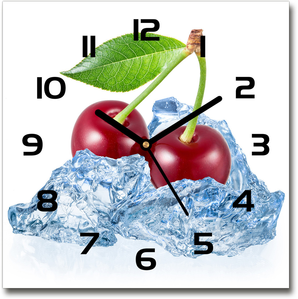 Zegar szklany kwadratowy Wiśnia z lodem