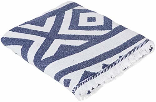 Bersuse bersuse 100% bawełna  Venice turecki ręcznik  podwójny warstwowej tkaniny  badestrand Fouta Peshtemal Hamamtuch mal 100 x 180 cm,, granatowy, 100x180 VENICE_PEST_DARKBLUE