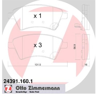 ZIMMERMANN Zestaw klocków hamulcowych, hamulce tarczowe 24391.160.1