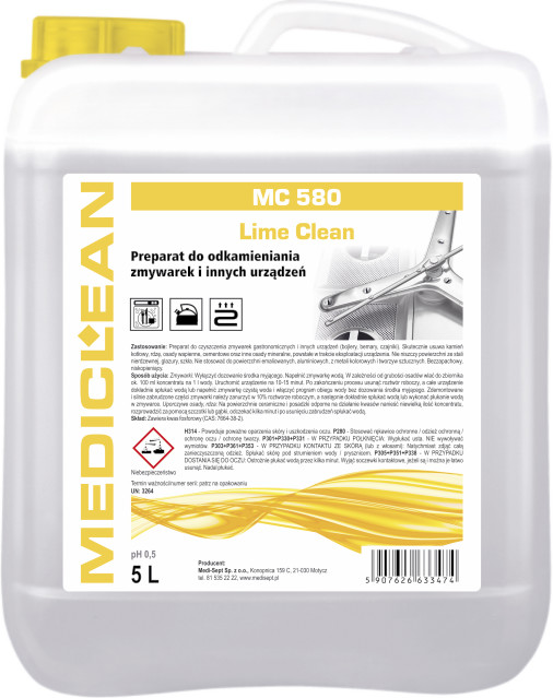 Mediclean Mediclean MC 580 Lime Clean Odkamieniacz do zmywarek i innych urządzeń 5L