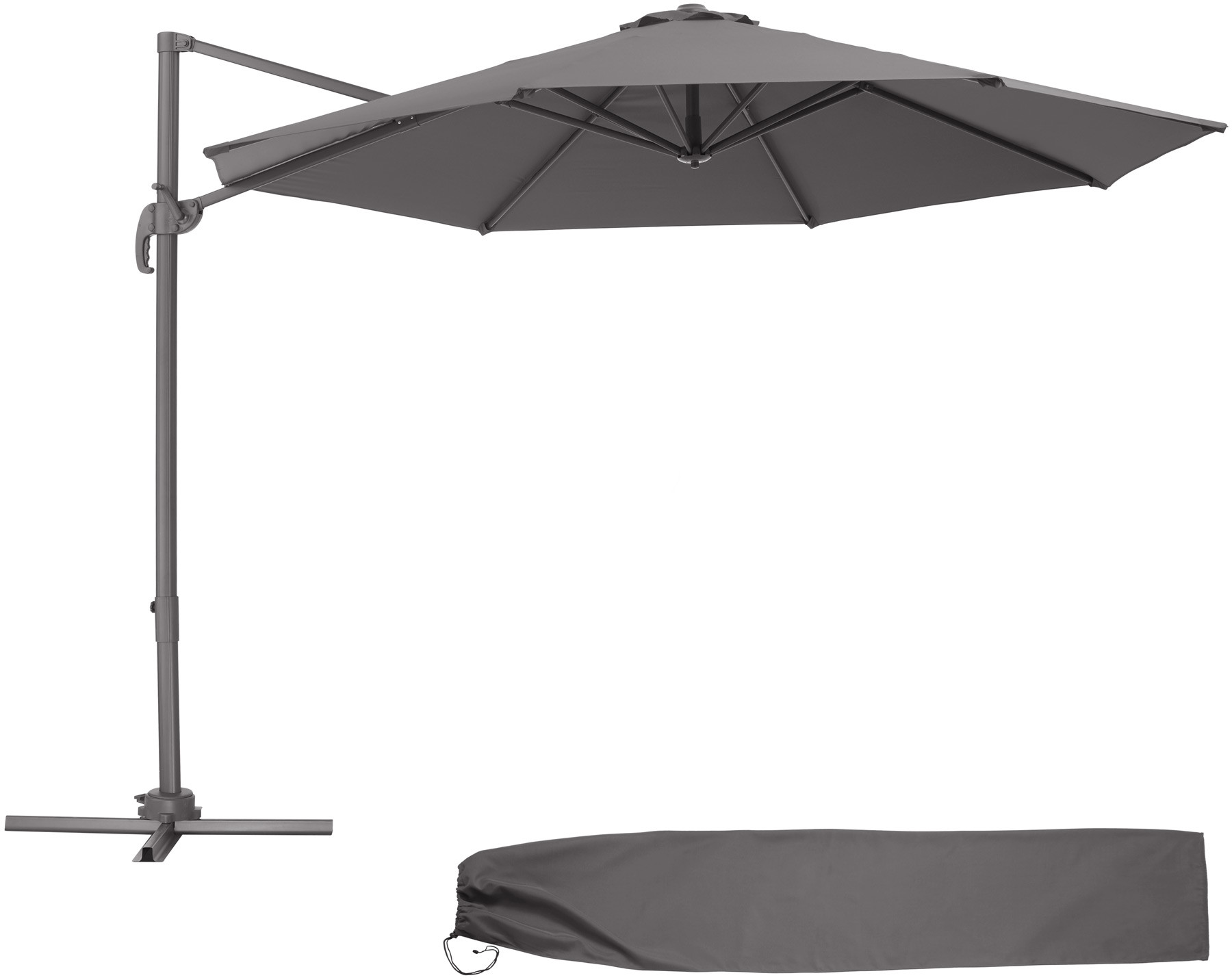 tectake Parasol przeciwsłoneczny Daria z pokrowcem - szary 403789