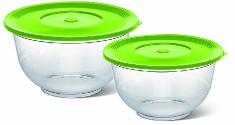 Emsa Superline 514563 miska do sałatek z pokrywką, zielony, 22 cm + 26 cm 514563