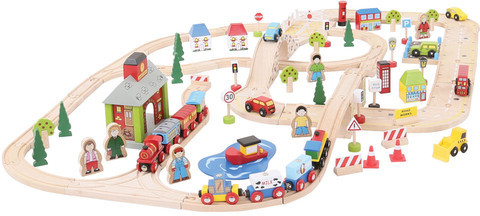 Bigjigs Toys Zestaw Drogi Miejskiej z Torem Drewnianym
