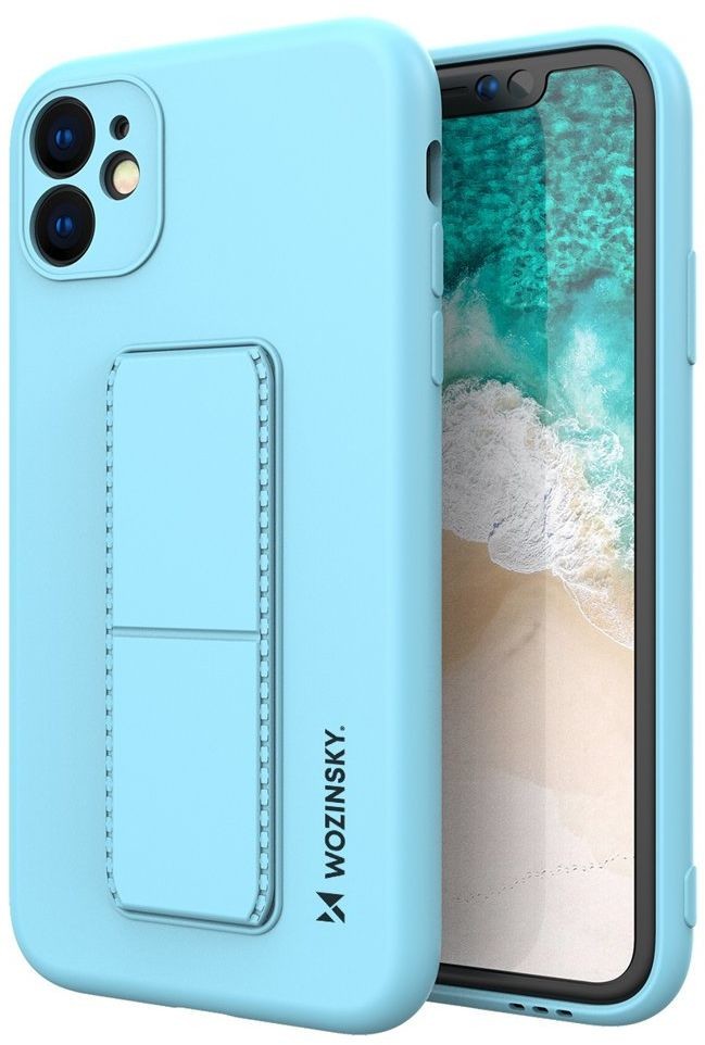 Wozinsky Kickstand Case elastyczne silikonowe etui z podstawką iPhone 12 Pro jasnoniebieski