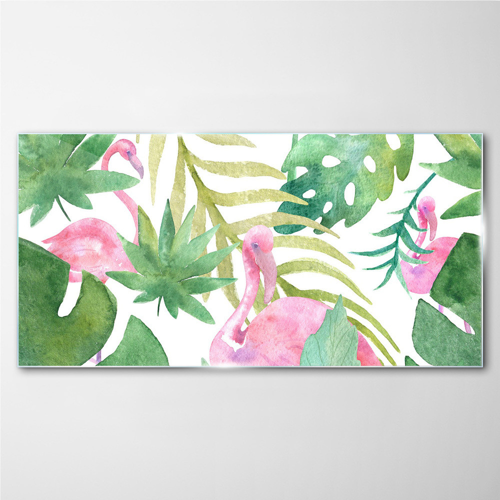 PL Coloray Obraz na Szkle Liście Flamingo 100x50cm