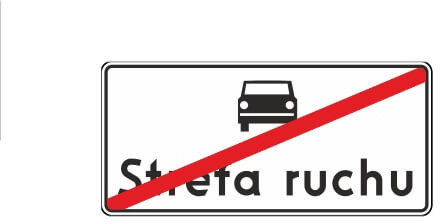 Znak drogowy informacyjny D-53 Koniec strefy ruchu