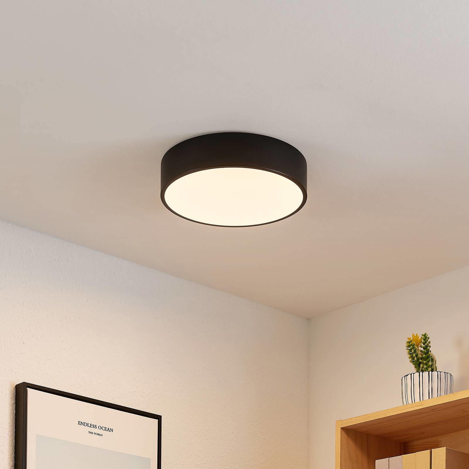 Lindby Simera lampa sufitowa LED 30cm, czarna