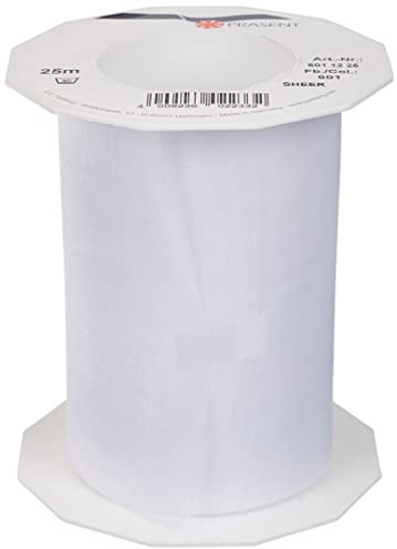 C.E. Pattberg C.E. Pattberg Sheer Organza White, 27 jardów opakowanie na prezent, 11,6 cm szerokości, akcesoria do dekoracji i rzemiosła, taśma dekoracyjna na prezenty, na każdą okazję, 112 mm-25 m 6011225-601