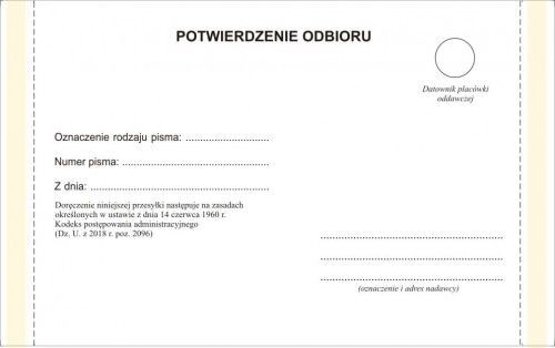 Firma krajewski Zwrotne potwierdzenie odbioru / KPA - postępowanie (wzór 2020) 47466_0