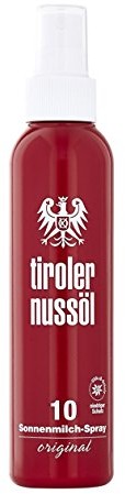 Tiroler Nussöl Tyrolska nussoel słońce Spray do mleka oryginalnych wodoodporny LSF 10, 1er Pack (1 X 150 ML) 4250297400076