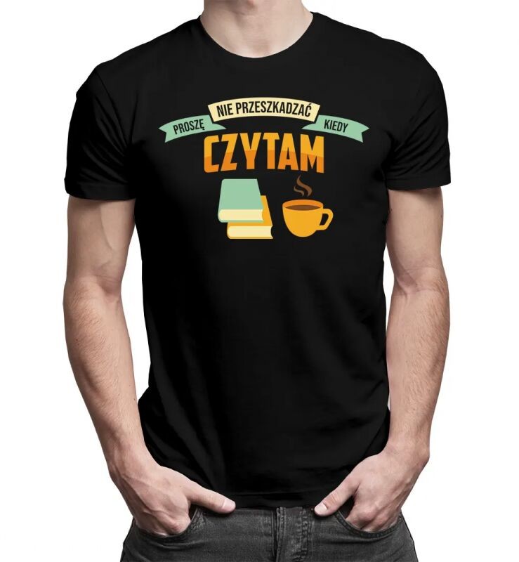 Koszulkowy Proszę nie przeszkadzać kiedy czytam - męska koszulka z nadrukiem 14000