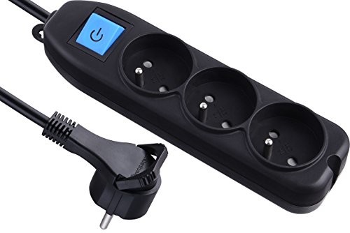 Electraline Elec traline 32050 elektryczny 3-krotny z przełącznikiem/1,5 m płaska wtyczka czarna 32050