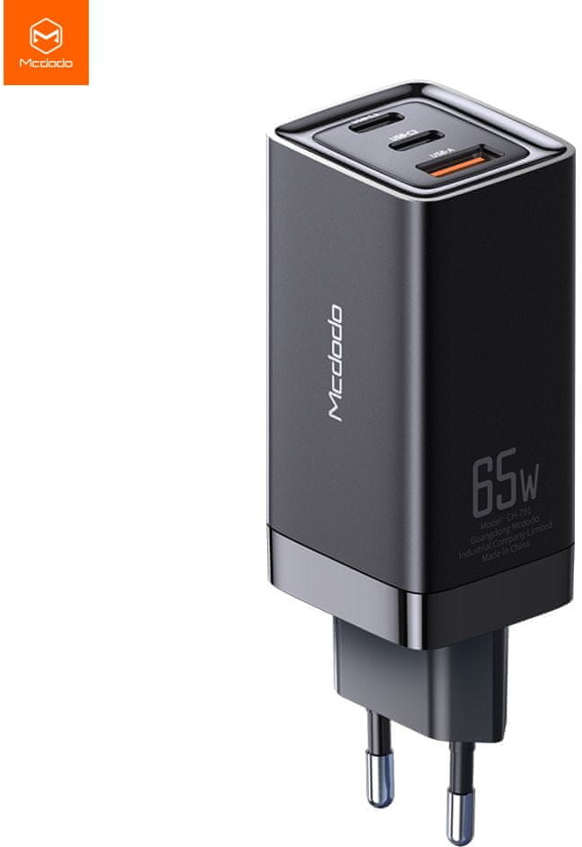 Mcdodo Ładowarka sieciowa Mcdodo GaN 220V 65W 2x USB C 1x USB A czarna