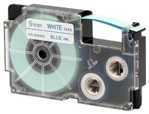 Фото - Папір Casio XR-9WEB1, 9mm x 8m, niebieski druk / biały podkład, taśma oryginalna 