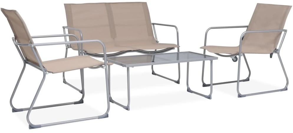 vidaXL 4-cz. zestaw wypoczynkowy do ogrodu, tkanina i stal, taupe 8718475621515
