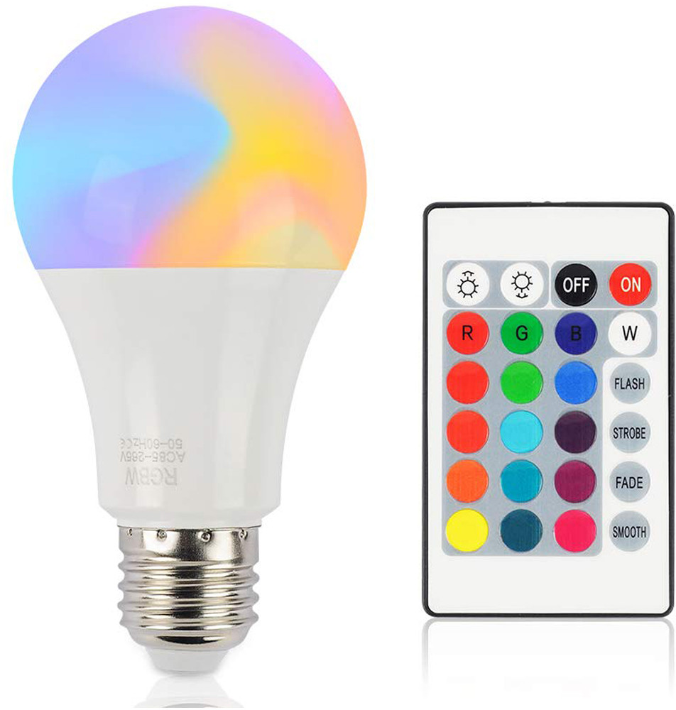 DexXer ŻARÓWKA RGB LED KULA + PILOT 9W E27 DISCO LAMPA - DexXer