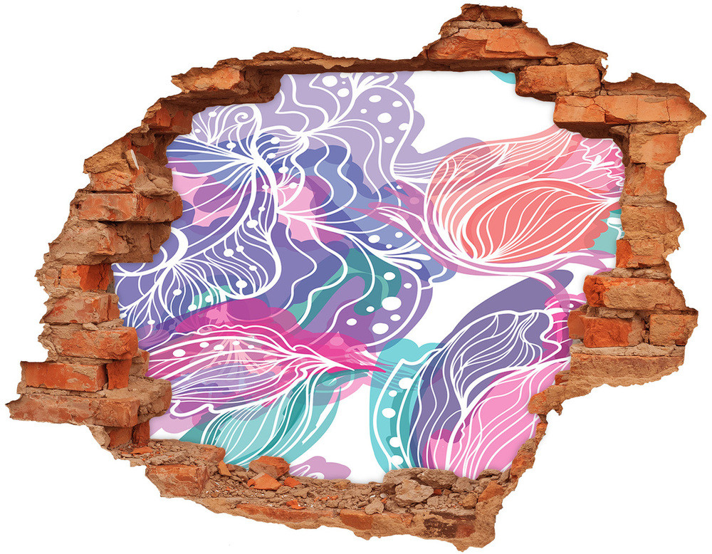 Wallmuralia.pl Okleina 3D dziura na ścianę Magiczne kwiaty