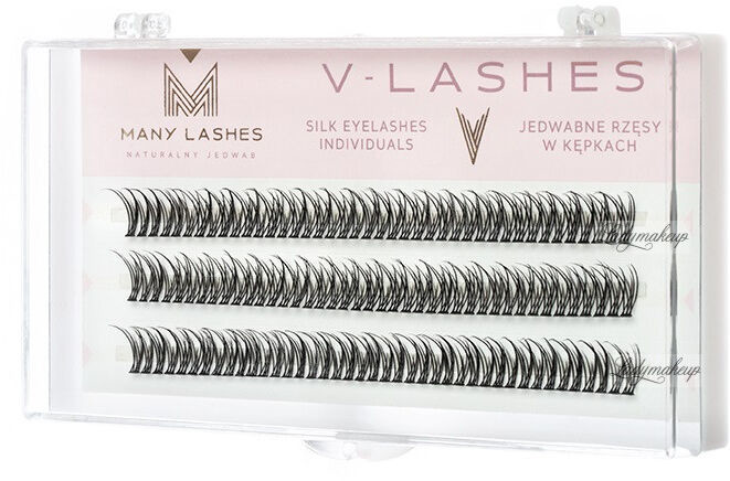 Many Beauty Many Beauty - Many Lashes - V-LASHES - Silk Eyelashes Individual - Jedwabne rzęsy w kępkach - Fish Tale - 0.07 STANDARD - D-8mm