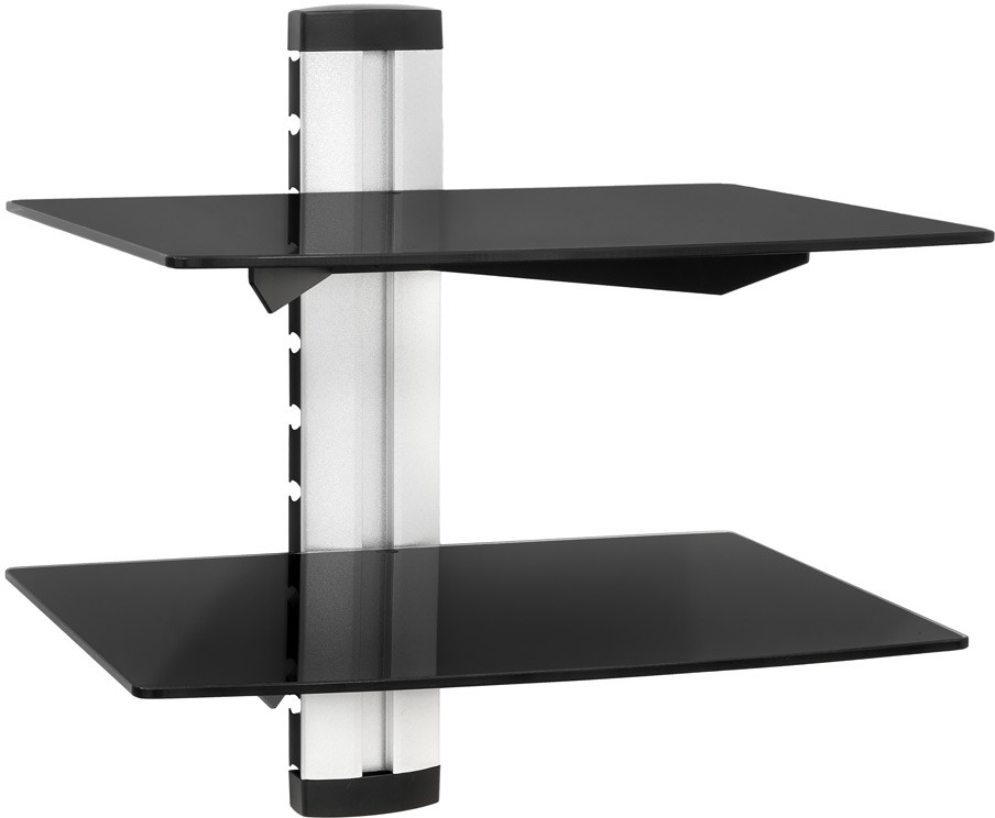 tectake Półka ścienna z 2 poziomami na odtwarzacz DVD, 44 x 42 x 34 cm - czarny 400295