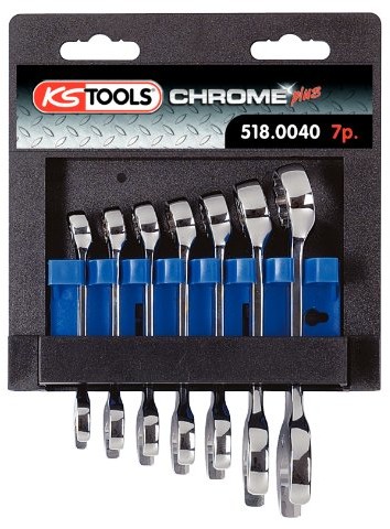 KS Tools 518.0040 zestaw kluczy oczkowych, 10-19 mm, 7 części, chrom 4042146089644