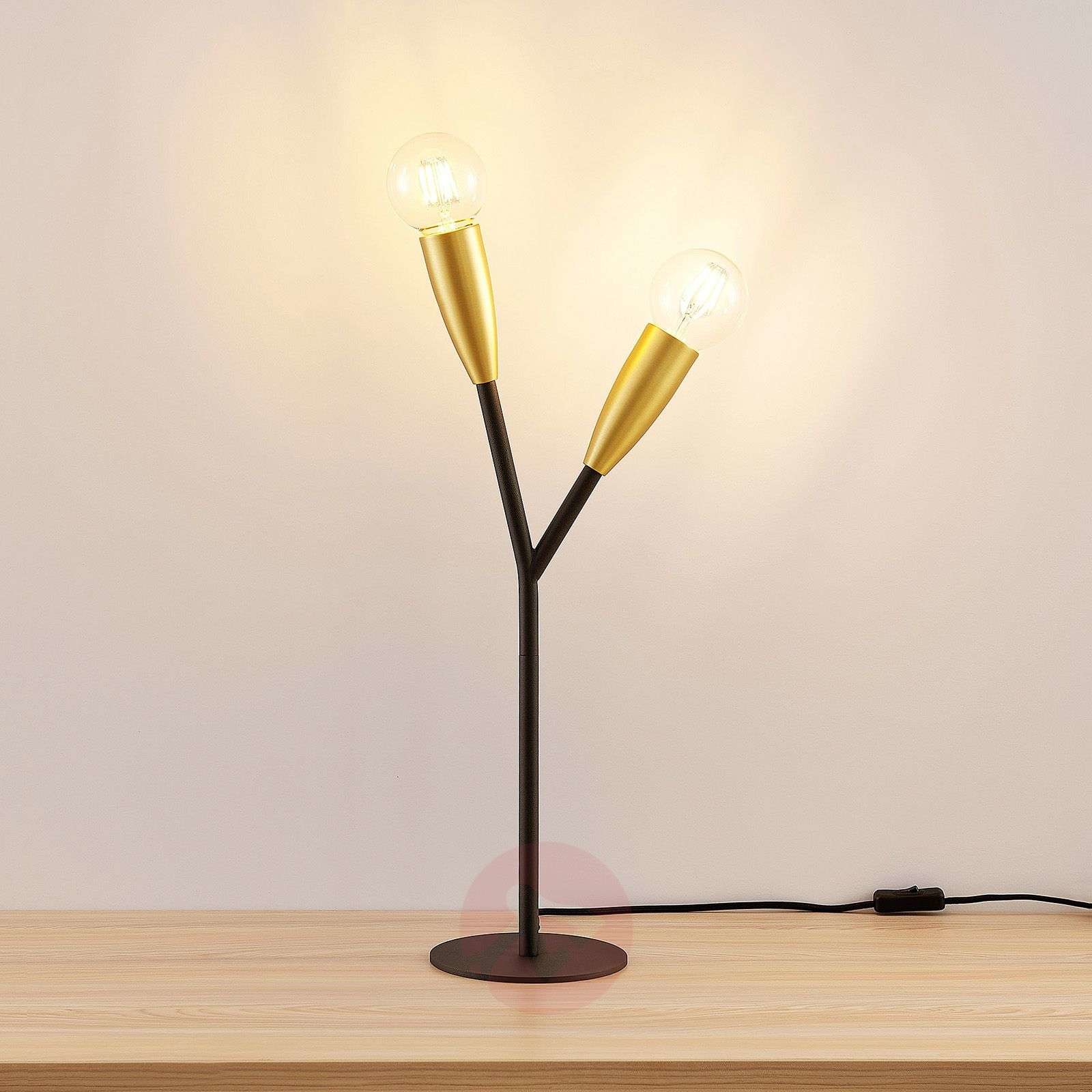 Lucande Lampa stołowa Lucande Carlea, 2-punktowa, czarna