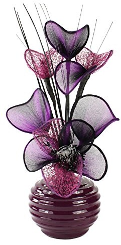 Wazon  791964Â Â 813Â 32Â cm z fioletowym/czarne sztuczne kwiaty, fioletowy 791964
