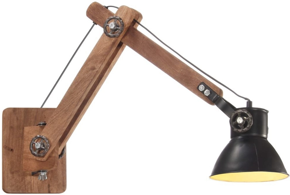VidaXL Lampa ścienna w industrialnym stylu, czarna, okrągła, E27 320577