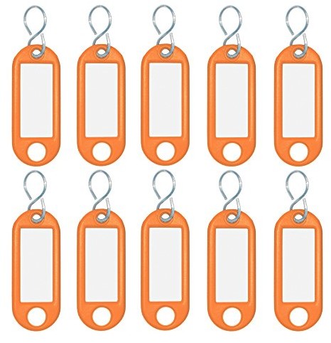 WEDO Wedo 262103406 breloczek do kluczy z tworzywa sztucznego (z hakami S, wymiennymi etykietami) 10 sztuk, pomarańczowy 262 103406