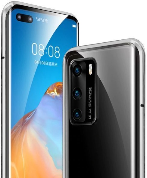 Dr. Fit Dr Fit Etui magnetyczne szklane Dr.Fit dwustronne do Huawei P40 Srebrne 8263X27