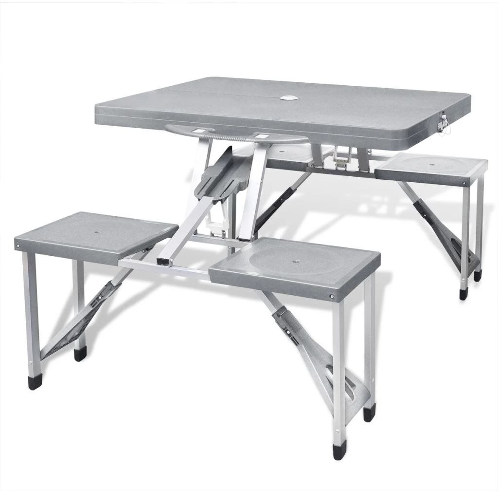 VidaXL Emaga Zestaw kempingowy stół+krzesła aluminium kolor szary 41457