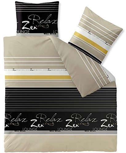 CelinaTex Pościel bawełna z beżowym zestaw poduszka pod głowę Poszewka na kołdrę błyskawicznym Oddychająca komplet pościeli 80 X 80 poszewka na poduszkę  Fashion Lian Szary Czarny Biały naturalny folio 2685