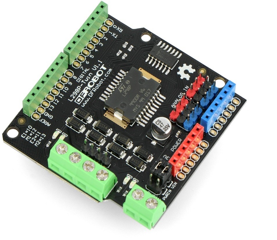 Arduino DFRobot Gravity - 2x2A Motor Shield - dwukanałowy sterownik silników 35V/2A - nakładka do DFRobot DRI0017 DFR-19896