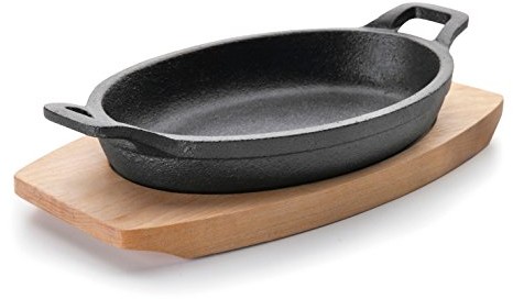 Lacor patelnia owalne M/drewno oszlif starszych 21.7 x 15 cm, żeliwo, Black, 21 cm CM 25883