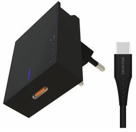Swissten Ładowarka sieciowa USB-C 25W Super Fast Charging + USB-C kabel 1,2m 22050100) Czarna
