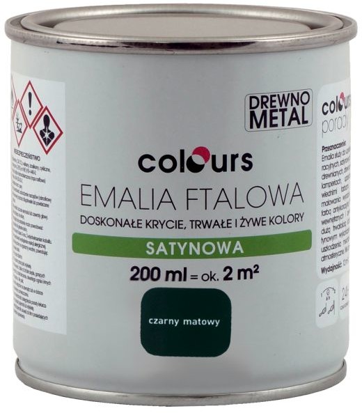 Colours Emalia ftalowa czarna matowa 0 2 l