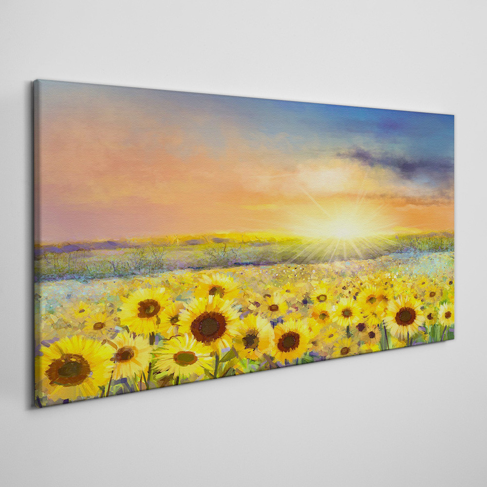 PL Coloray Obraz na Płótnie kwiaty pole słoneczniki 100x50cm
