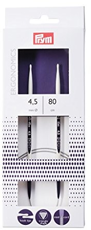 Prym druty okrągłe, ergonomiczne wzornictwo, metalowe, wielokolorowe, 4,5 MM, długość 80 cm PRYM_215805