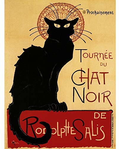 Bumblebeaver Rodzaj Chat Noir rodolphe'a salis widziany Paris France Plakat Vintage Print 12 x 16 inch 915py