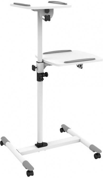 Techly Uniwersalny mobilny stolik pod projektor / z dwoma półkami biały (309593)