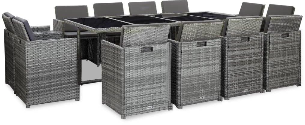 vidaXL 13-cz. zestaw mebli do ogrodu z poduszkami, rattan PE, antracyt