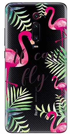 Novago Novago Kompatybilne z XIAOMI Mi 9T / 9T Pro przezroczyste i odporne na wstrząsy miękkie etui ochronne (1 etui, różowy flaming) XM9T-FlamantTR