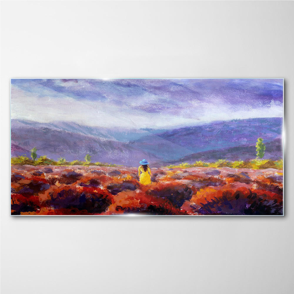 PL Coloray Obraz Szklany Krajobraz łąka Góry 140x70cm