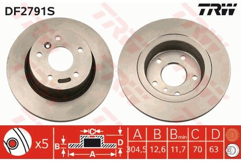 TRW Tarcza hamulcowa DF2791S