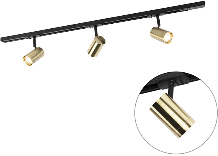 QAZQA Nowoczesny system szynowy 1-fazowy 3 spoty czarno-złoty - Jeana