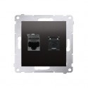 Kontakt Simon 54 Gniazdo komputerowe podwójne RJ45 kat 6 z przesłoną przeciwkurzową antracyt Kontakt 54 D62.01/48