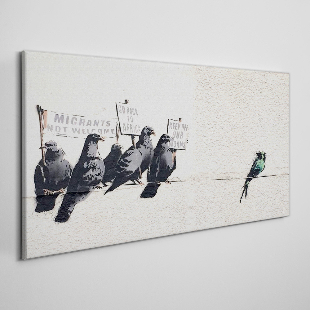 PL Coloray Obraz Canvas Protestujący Birds Banksy 140x70cm