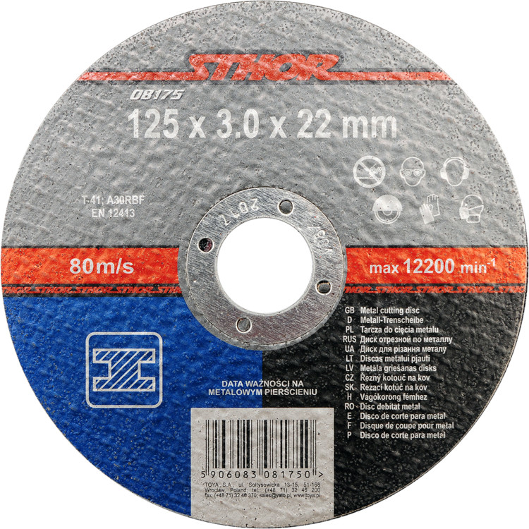Sthor Tarcza do cięcia metalu 125 x 3,0 x 22 mm 08175