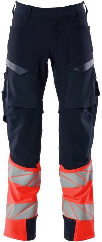 Mascot Workwear ACCELERATE SAFE SPODNIE Z KIESZENIAMI NA KOLANACH; CIEMNY GRANAT/CZERWIEŃ HI-VIS (82C56)