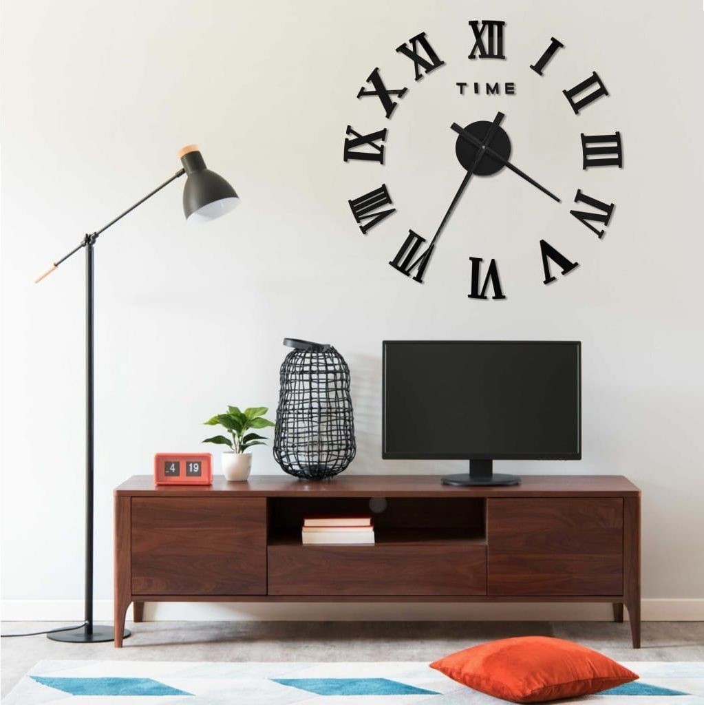 vidaXL vidaXL VidaXL Zegar ścienny 3D nowoczesny design czarny 100 cm XXL 325159